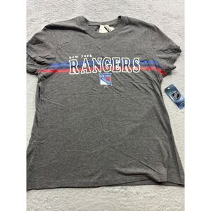 NHL New York Rangers Womens Graphic T-Shirt Heather Grey Short Sleeve Large New